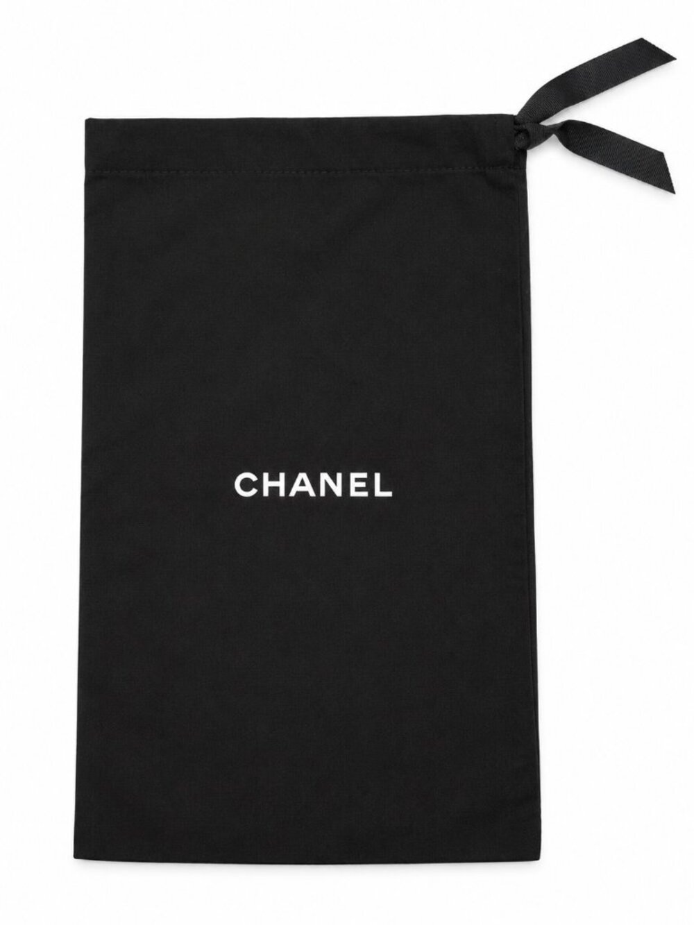 Chanel Black Drawstring Dust Bag Storage Pouch White Logo 12.5" x 8"